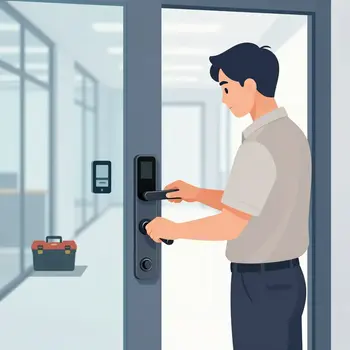 Commercial locksmith in Springfield installing secure office door locks
